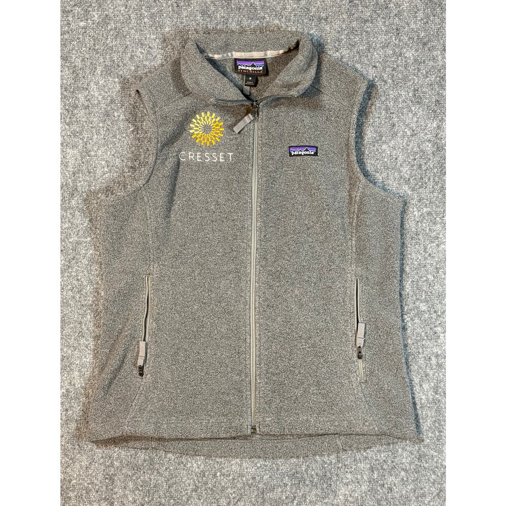 Patagonia Synchilla Women's Gray Zip Up Vest- Cresset Company Logo- Medium